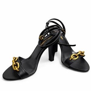 Authentic Saint Laurent Maillon 95 Sandal – Black Leather 36.5 EU